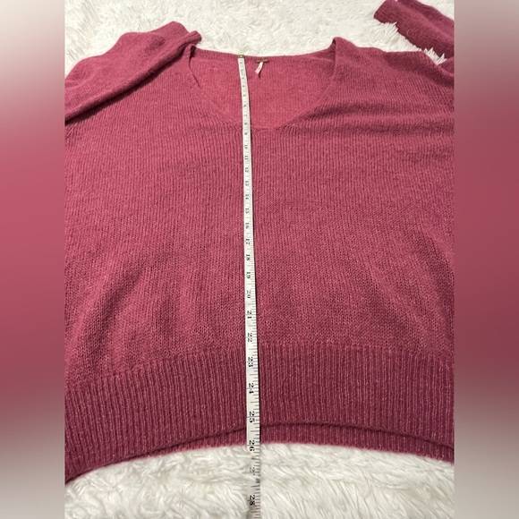 Free People | Raspberry Gossamer V-Neck Sweater - Picture 7 of 7
